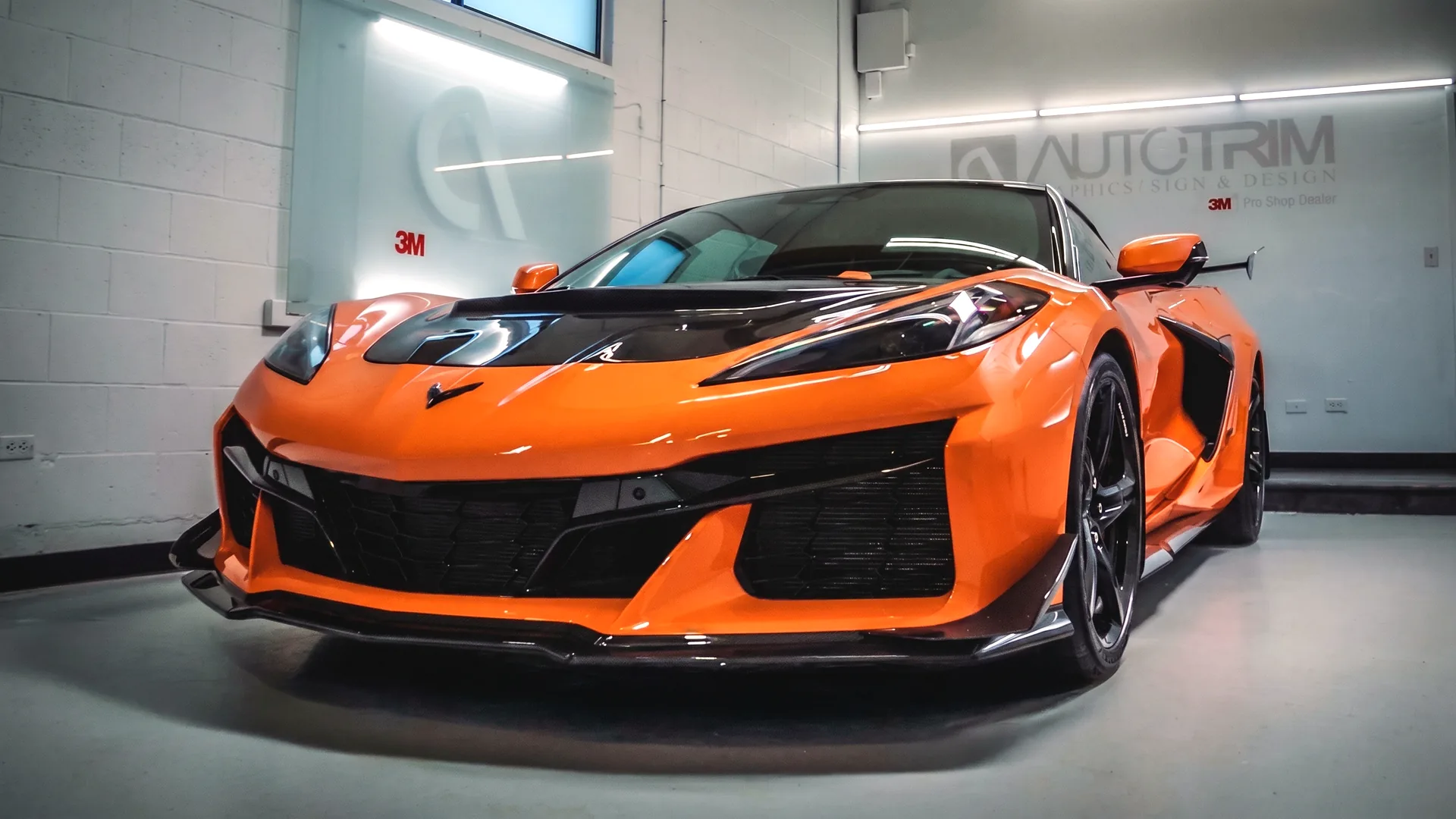 Orange Corvette with full paint protection film at Auto Trim Plus