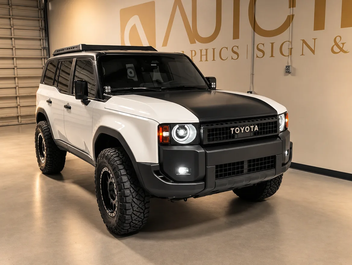 White Land Cruiser in the showroom
