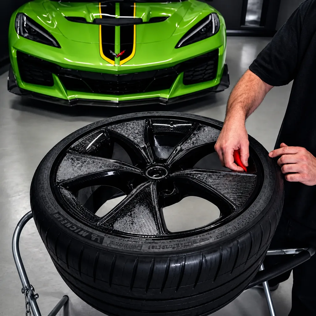Corvette wheel and lower panel with film