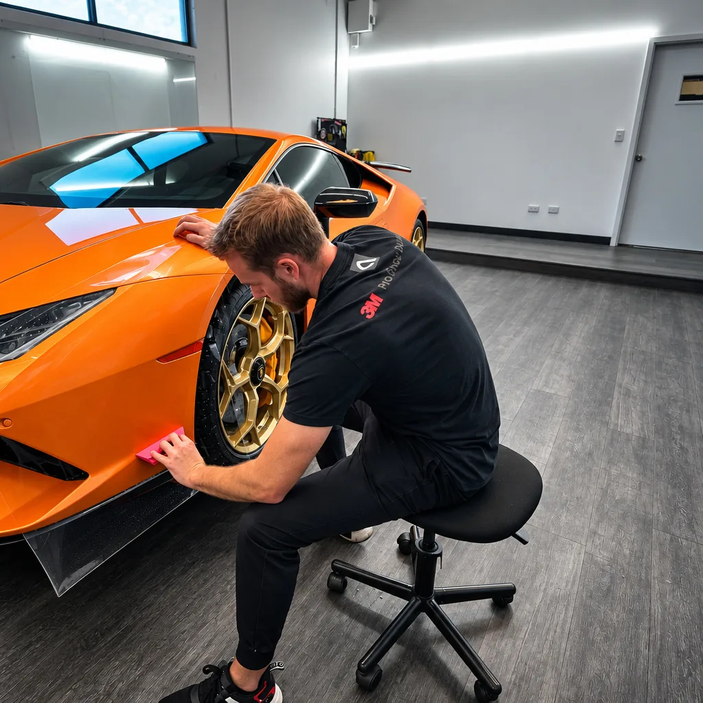 Orange Lamborghini with paint protection film