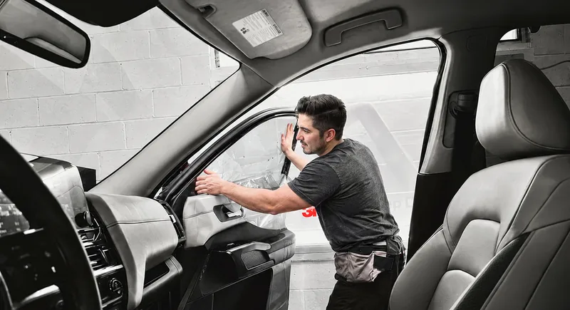 Window tint being installed