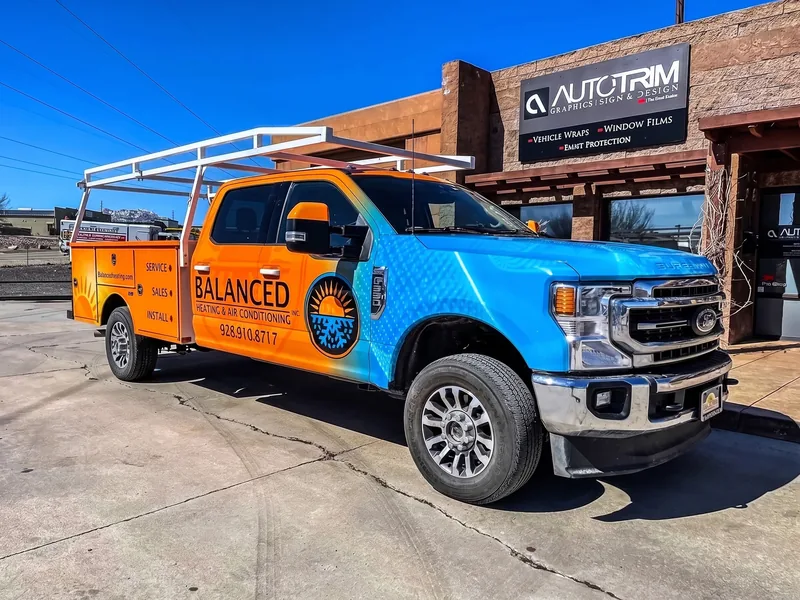 Balanced Heating and Air service truck in a full color wrap