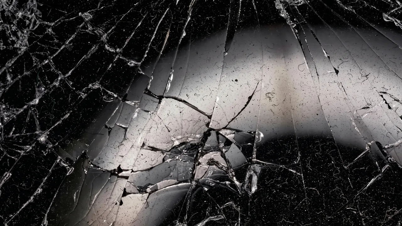 Glass held together by 3M safety and security film